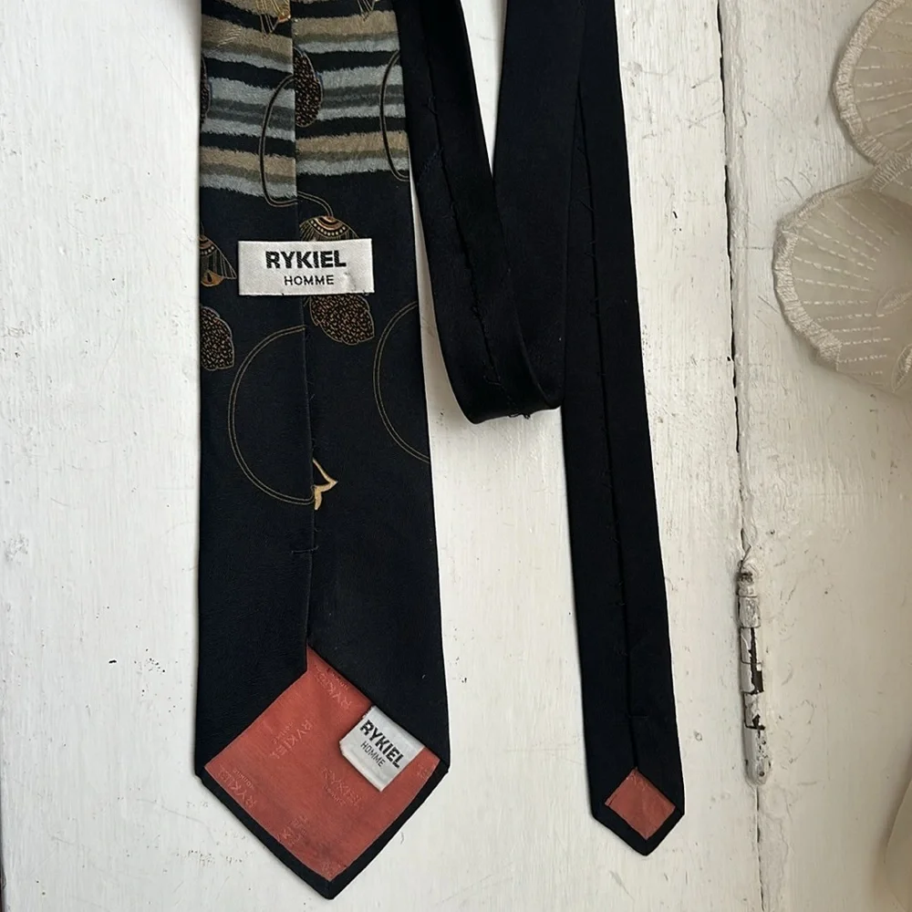 Sonia Rykiel Homme Vintage 100% Silk Black Tie